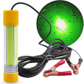 Front view of green underwater fishing light